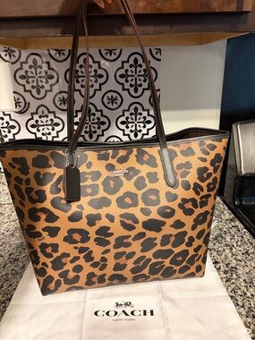 Coach Leopard-Print Tan and Black Tote